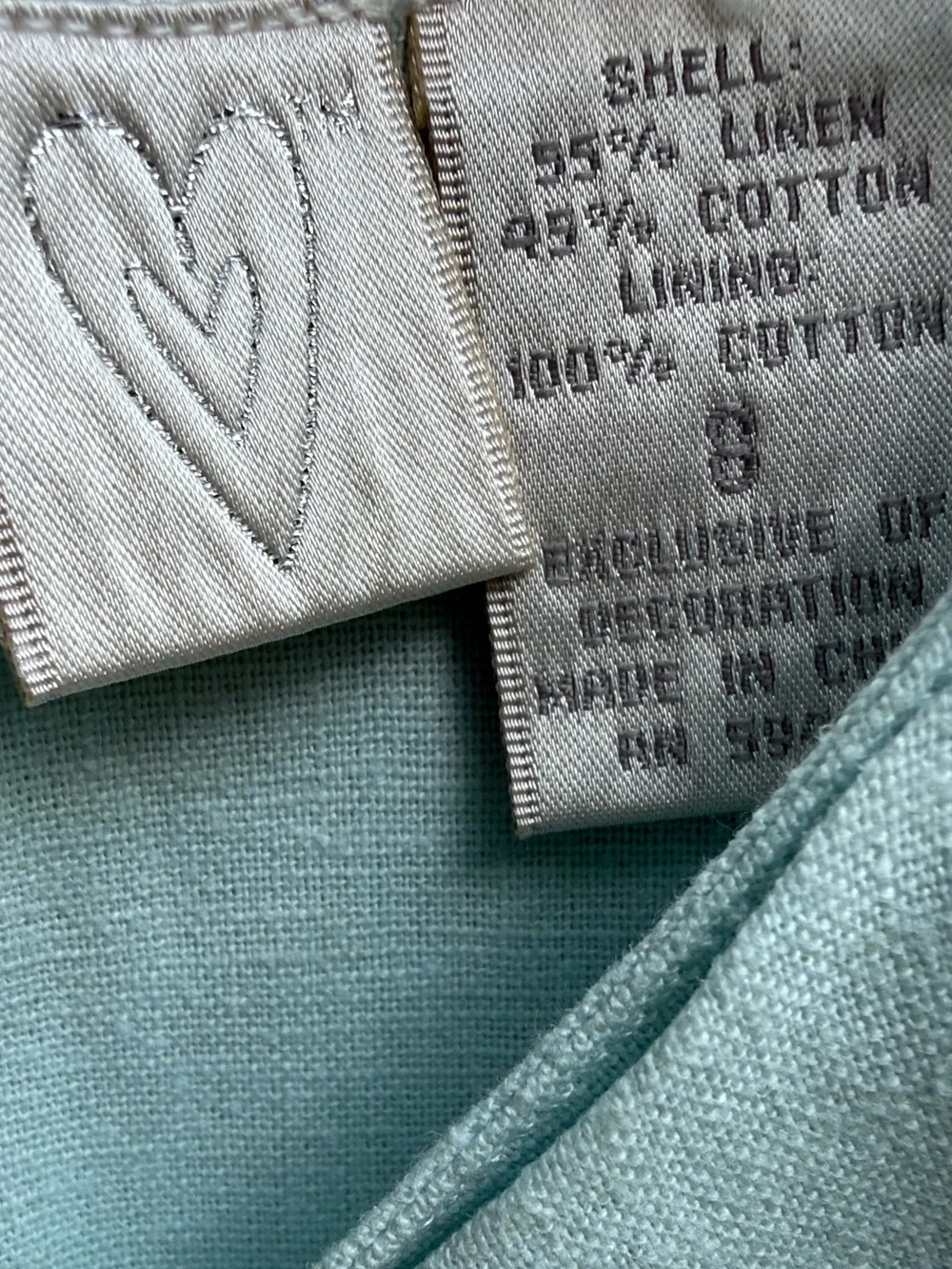 Vintage Light Blue Embroidered Linen Two-Piece Set